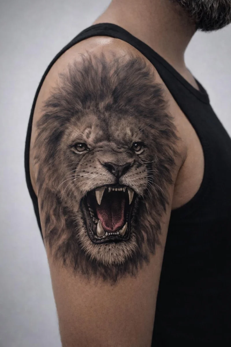 Aslan & Geometrik Gölge Dövmesi